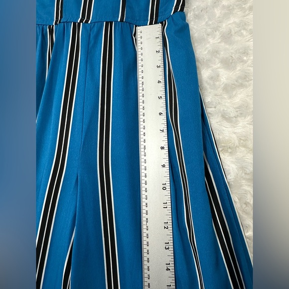 Band of Gypsies Woman's L Moissanite Black Blue& White Striped Corset Jumpsuit - Picture 8 of 12